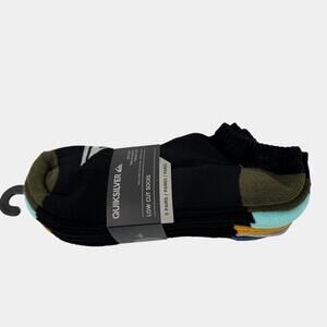 Quiksilver socks men's 6-12 low cut 5 pairs multi olive blue gray aqua gold NEW